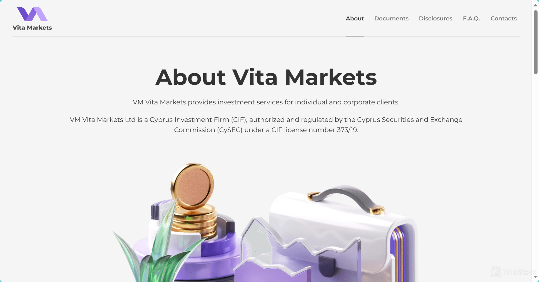 Vita Markets' homepage