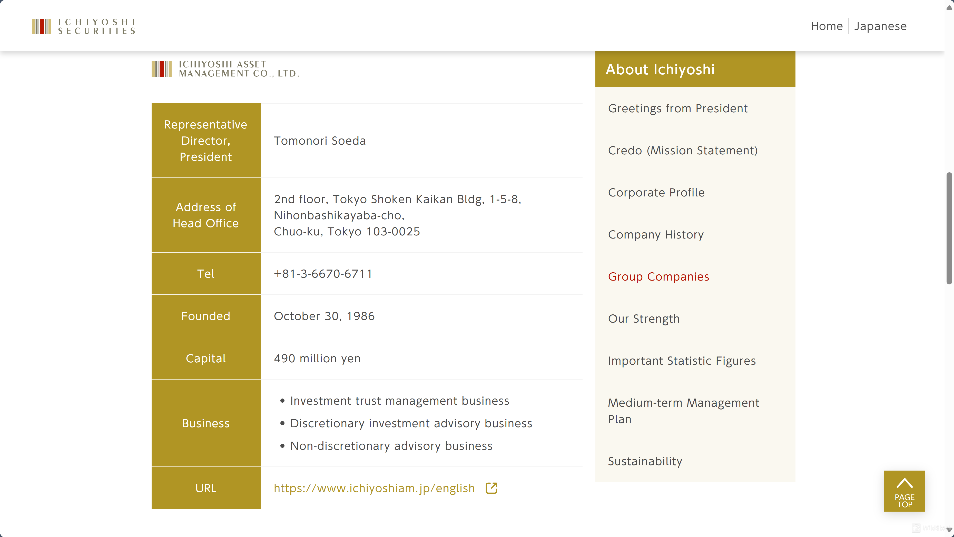 Ichiyoshi Asset Management Co., Ltd. Ichiyoshi Asset Management Co., Ltd.
