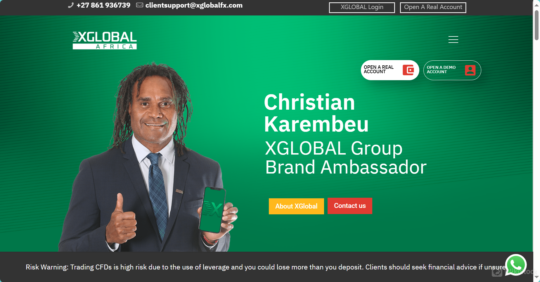 X Global Markets' homepage