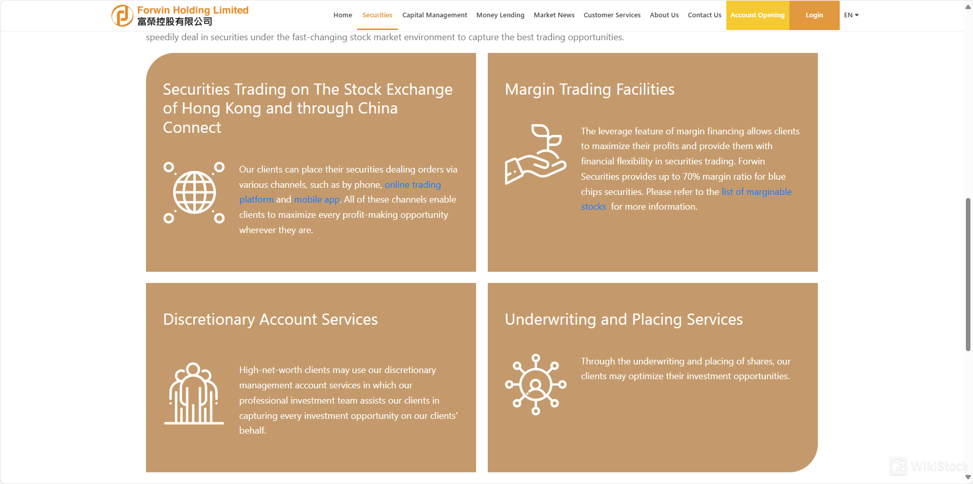 What are securities to trade with Forwin Holding?