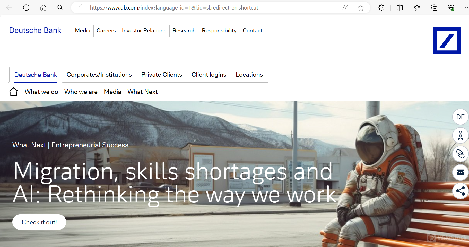 Deutsche Bank's homepage