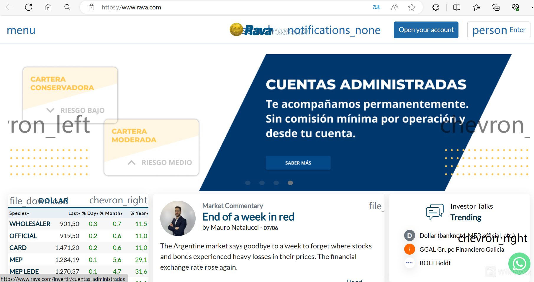 Rava Bursátil's homepage Rava Bursátil's homepage