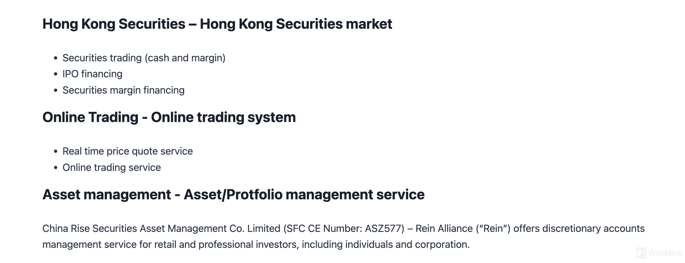 What are securities to trade with China Rise