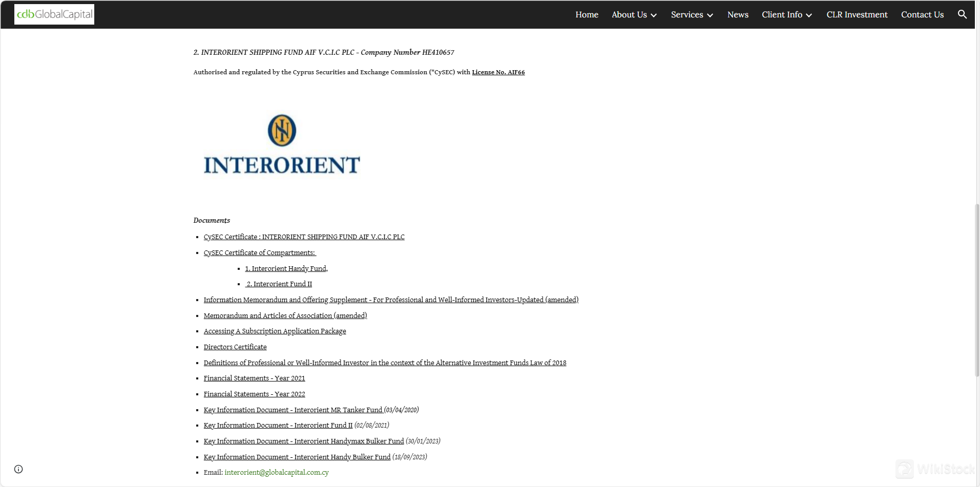Interorient Shipping Fund AIF V.C.I.C PLC