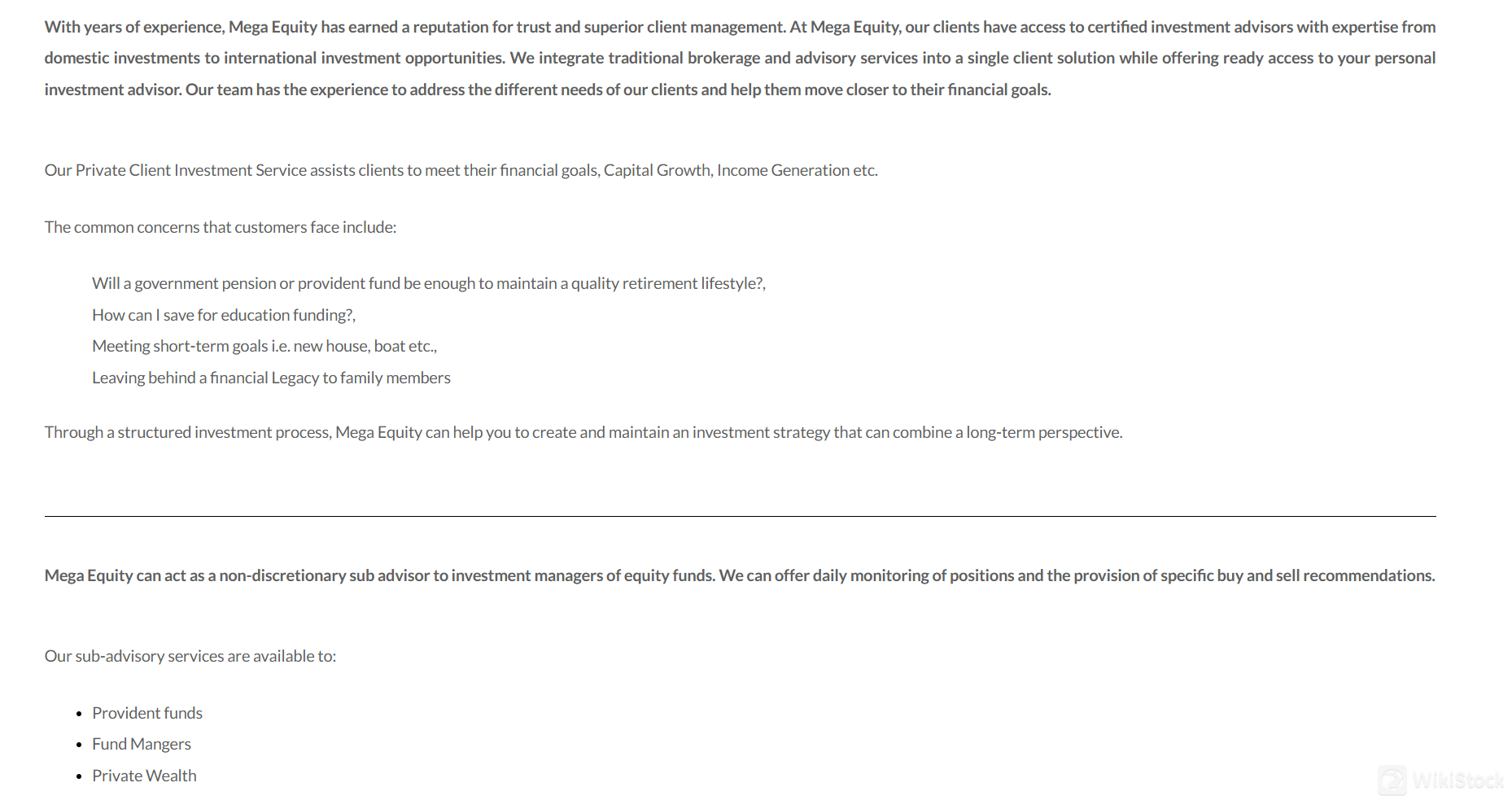 Private Client Investment Service