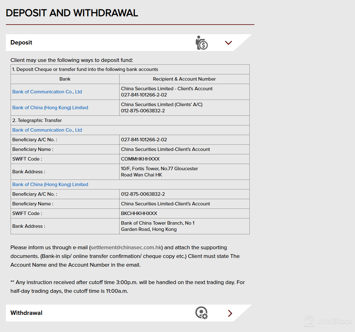CSL Deposit & Withdrawal CSL Deposit & Withdrawal
