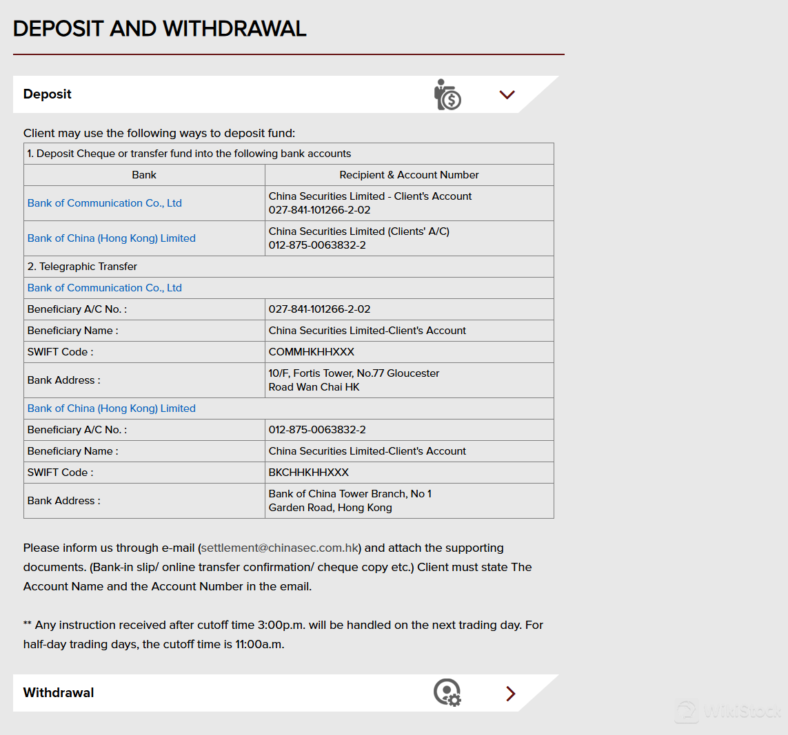 CSL Deposit & Withdrawal 