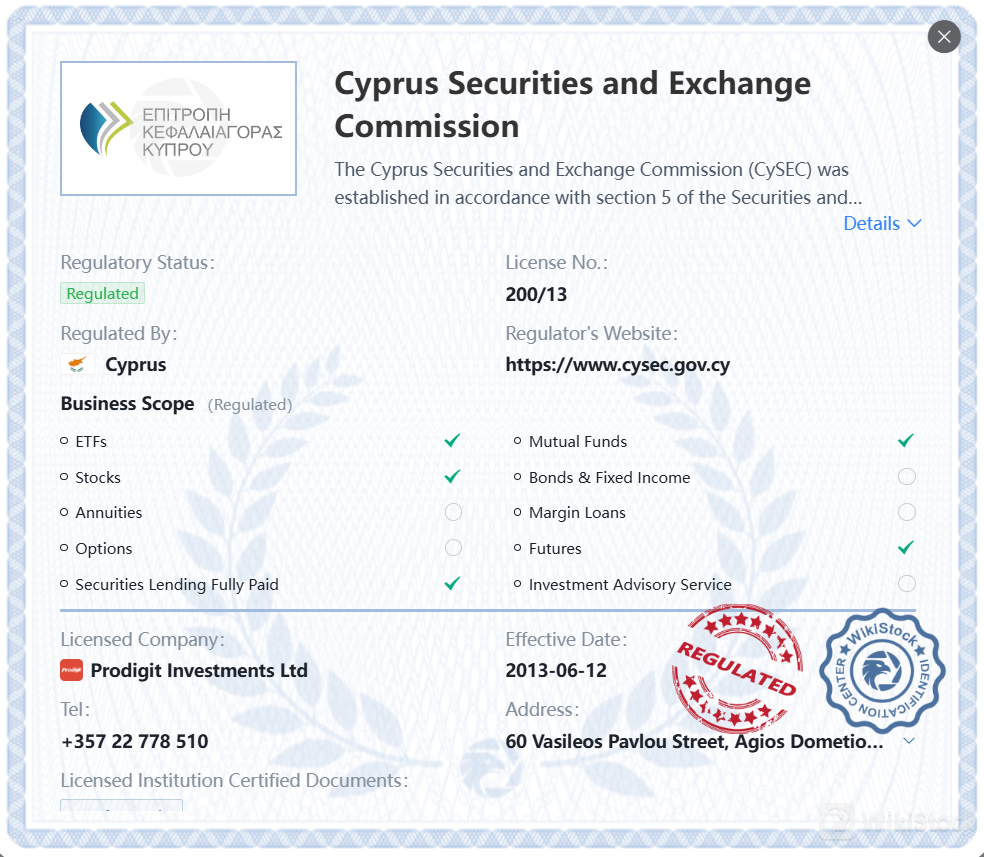 ได้รับการกำกับดูแลโดย CySEC