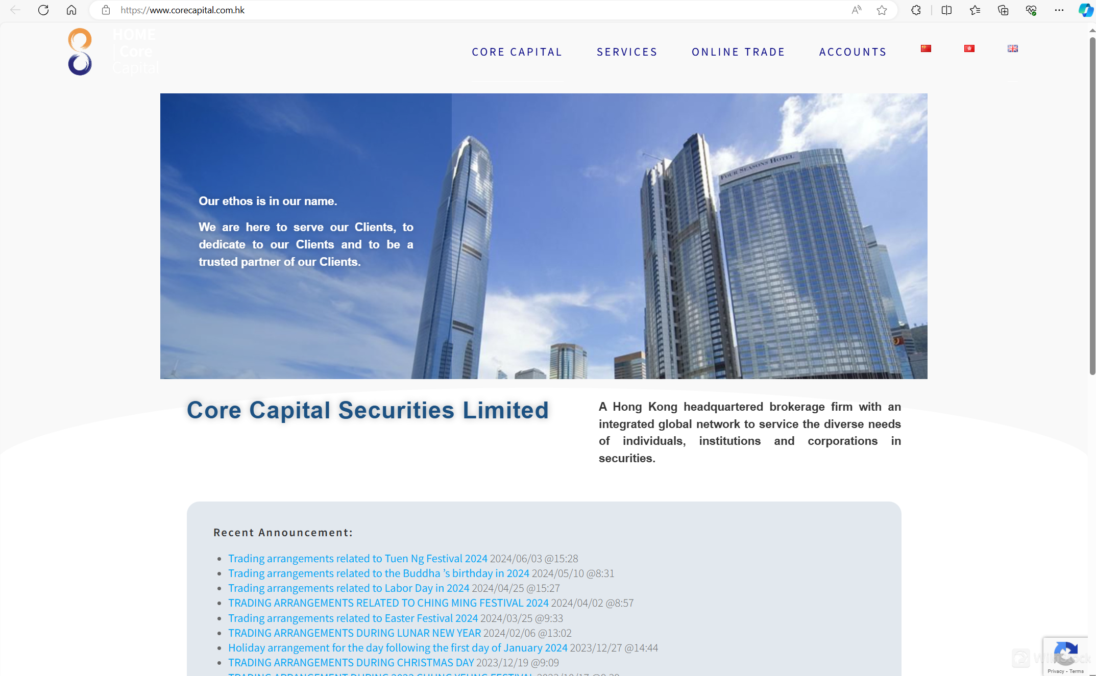 Trang chủ của Core Capital