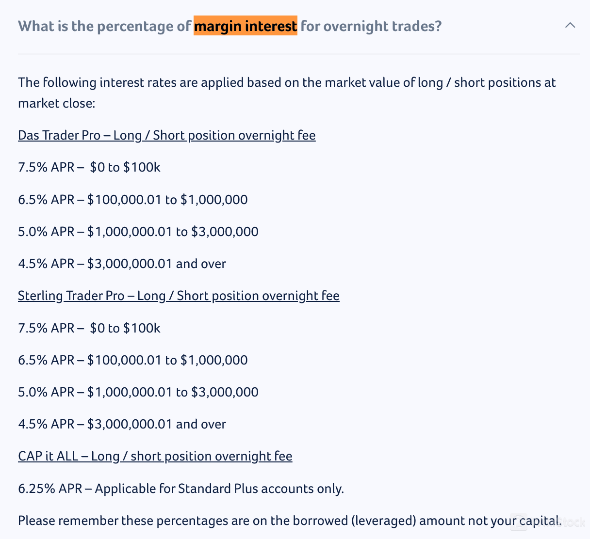 Margin Interest Rate Margin Interest Rate
