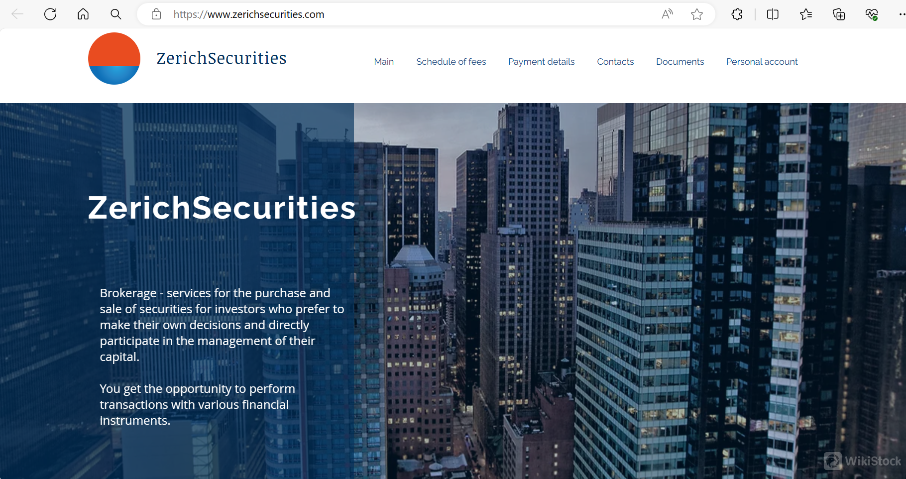 Zerich Securities' homepage