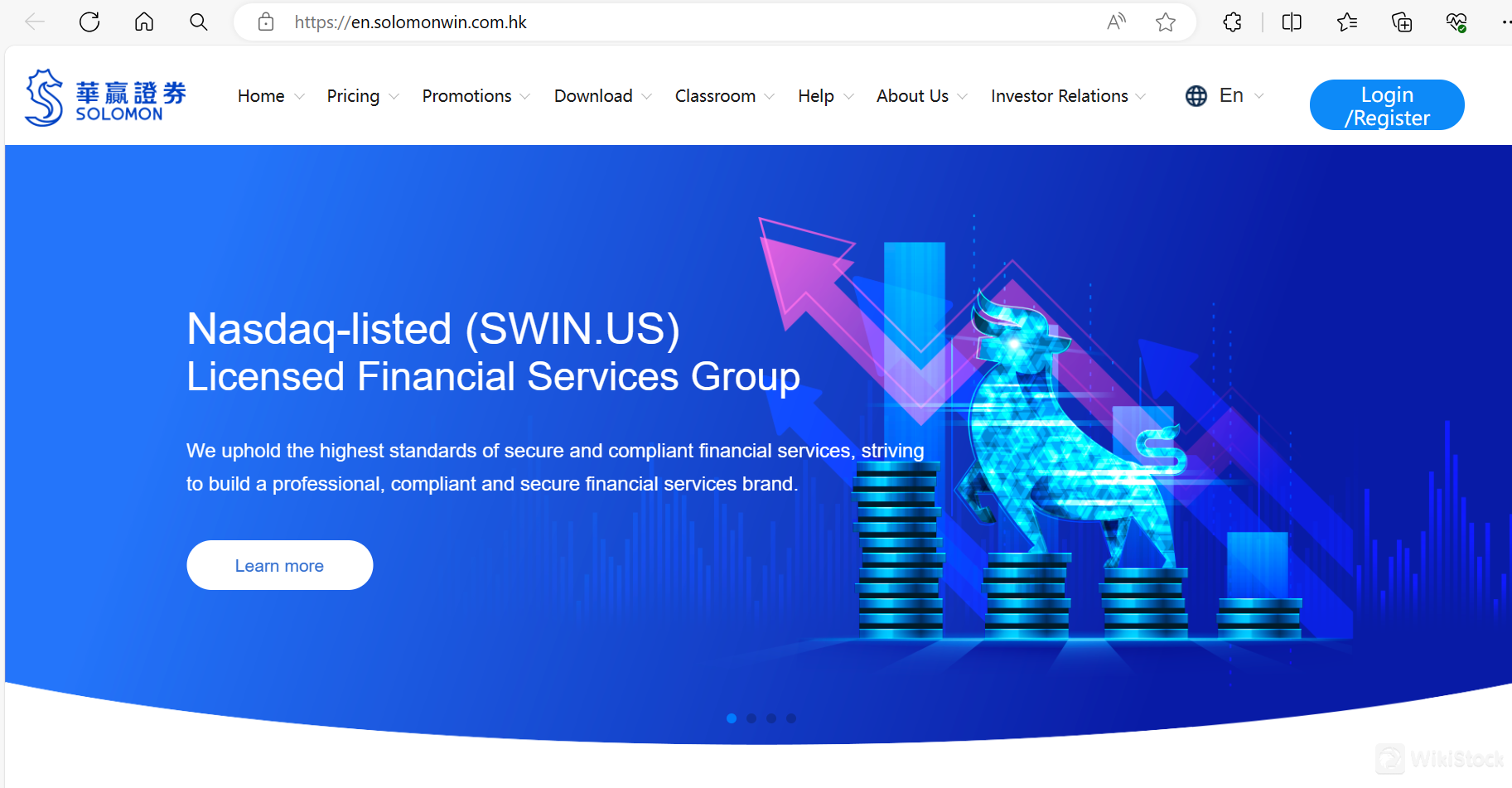 Solomon Securities' homepage Solomon Securities' homepage