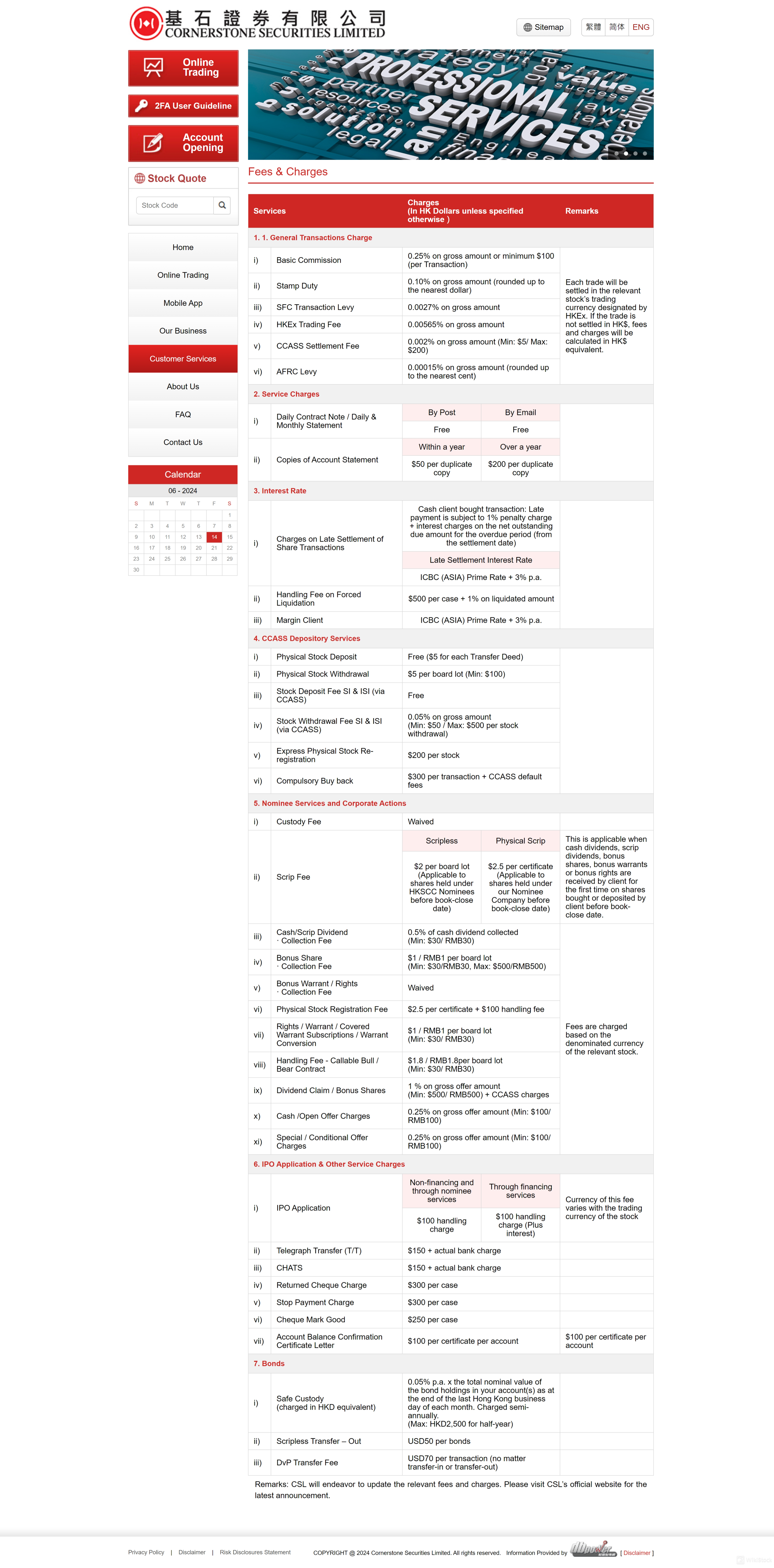 Cornerstone Securities Fee Review