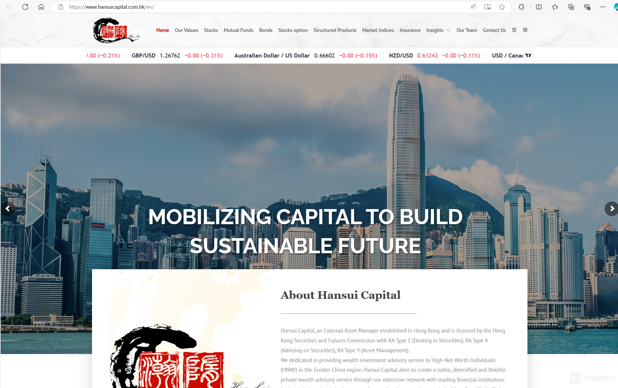 Hansui Capital's homepage