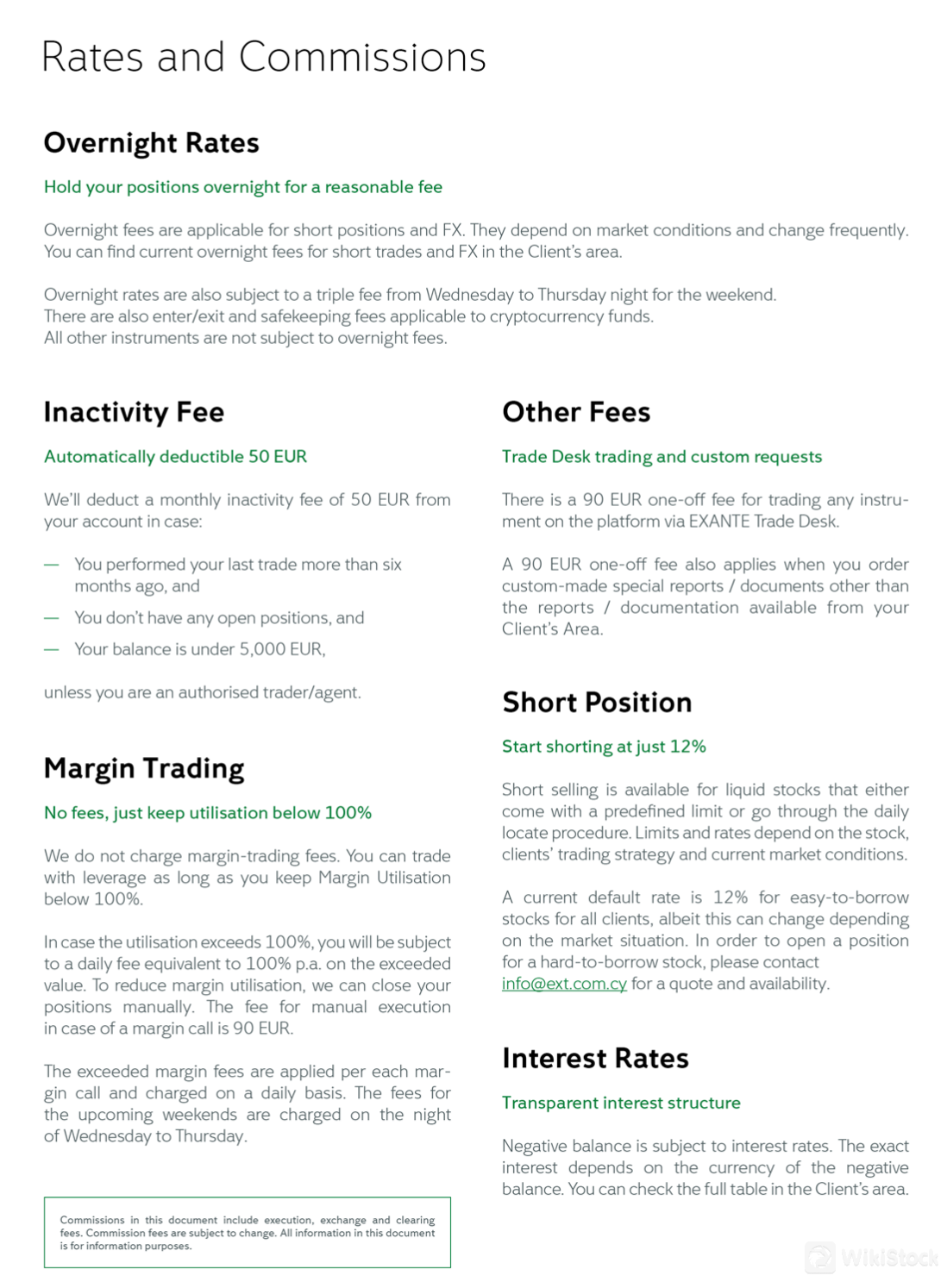 Rates and commissions Rates and commissions