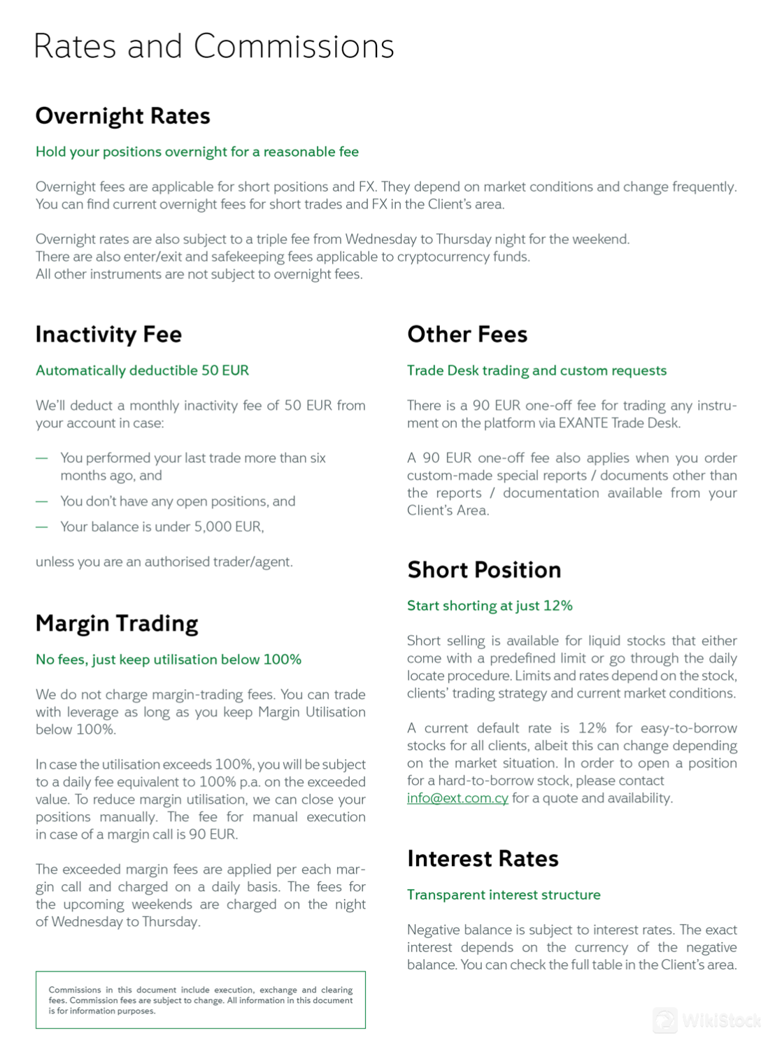 Rates and commissions