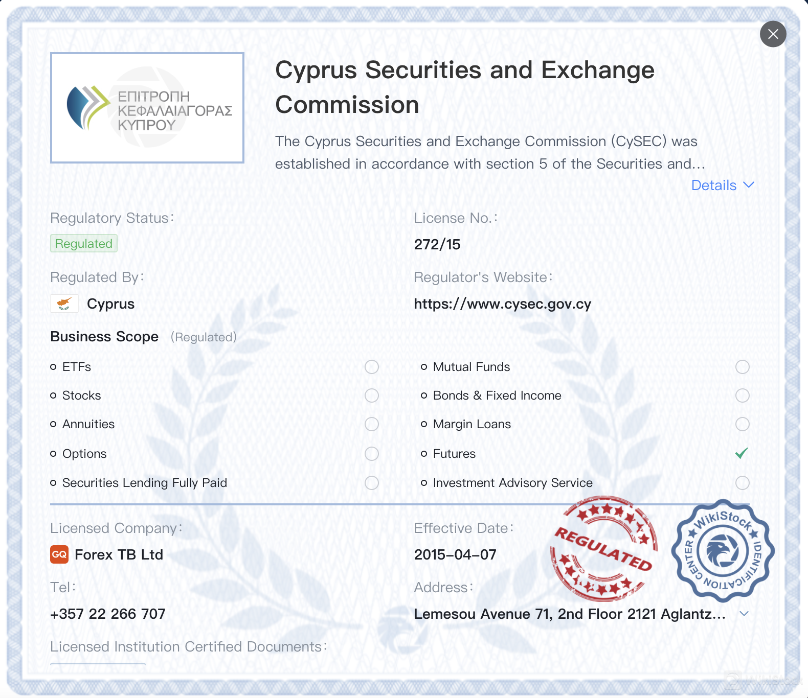 Regulated by CySEC Regulated by CySEC