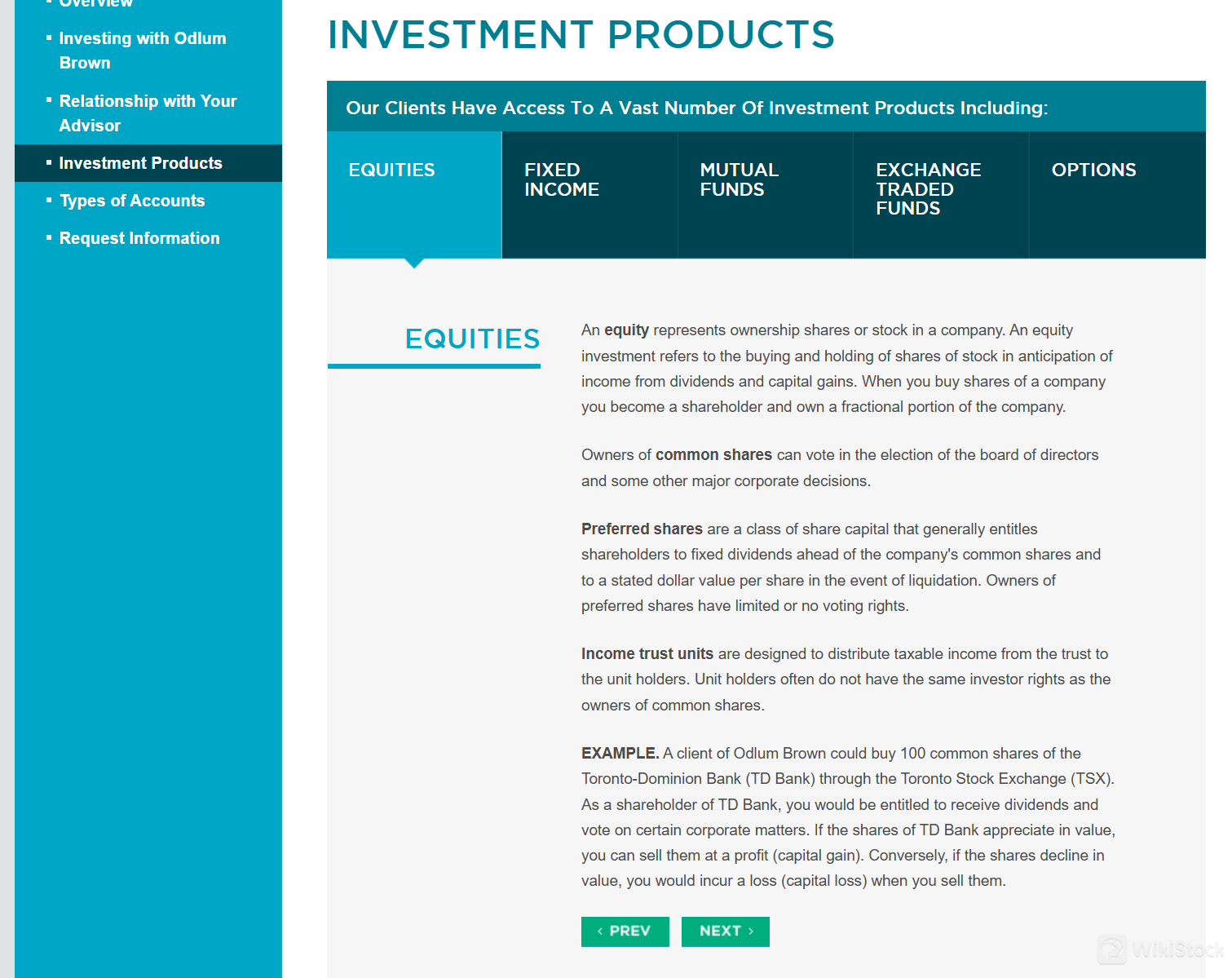 Investment products