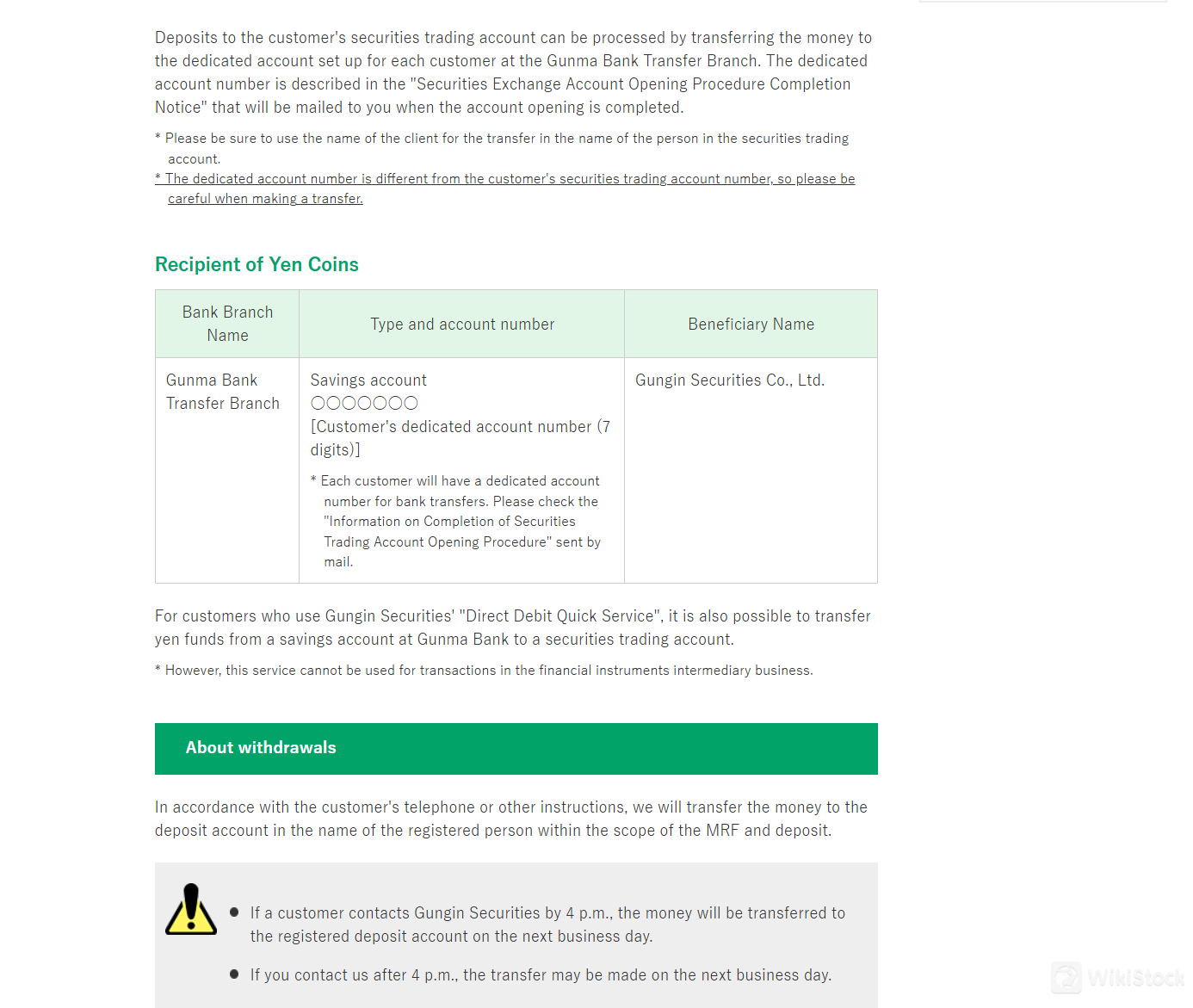 Deposits & Withdrawals