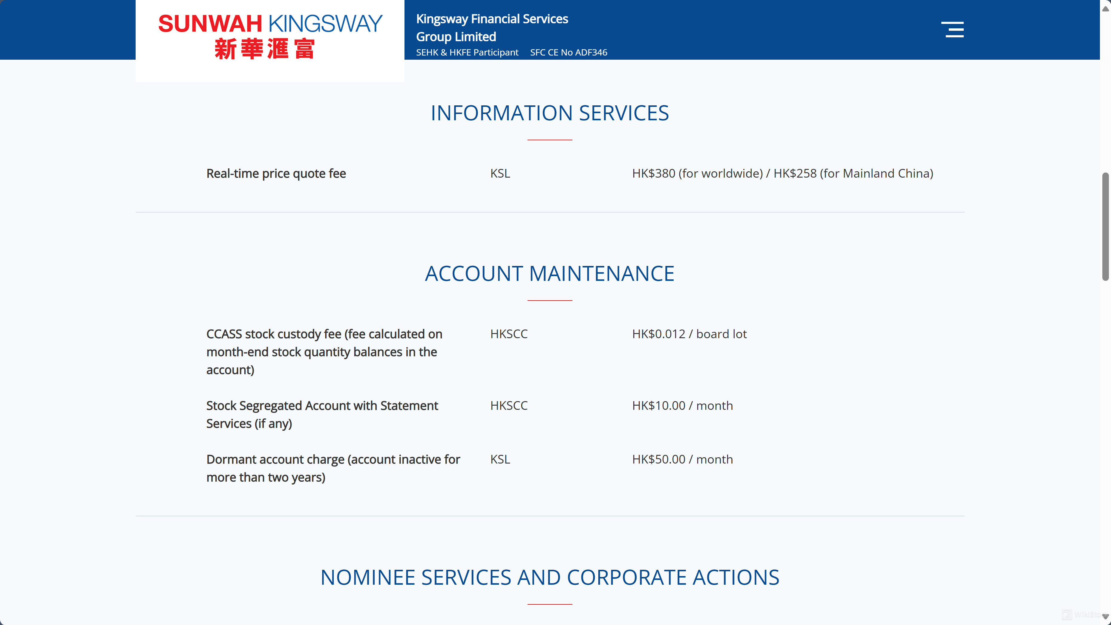 Nominee Services and Corporate Actions