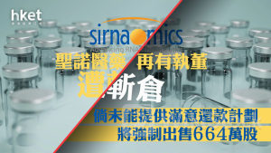 生科股｜聖諾醫藥再有執董遭斬倉 倘未能提供滿意還款計劃、將再強制出售664萬股 股價跌逾13%破底