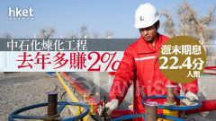 高息股業績｜中石化煉化工程去年多賺2% 派末期息22.4分人幣 績後升近7%