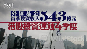 外匯基金｜外匯基金首季錄得投資收入543億元、連續兩季錄得投資淨收益 港股投資虧損縮至23億元