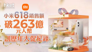 618｜小米：618銷售額破263億元人幣創歷年大促紀錄 小米股價升逾6%