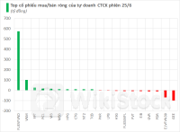 Một mã chứng khoán được tự doanh CTCK mua ròng đột biến gần 600 tỷ trong phiên 25/6
