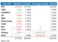 HNX quý 2/2024: Thị phần của Chứng khoán VPS sụt nhẹ